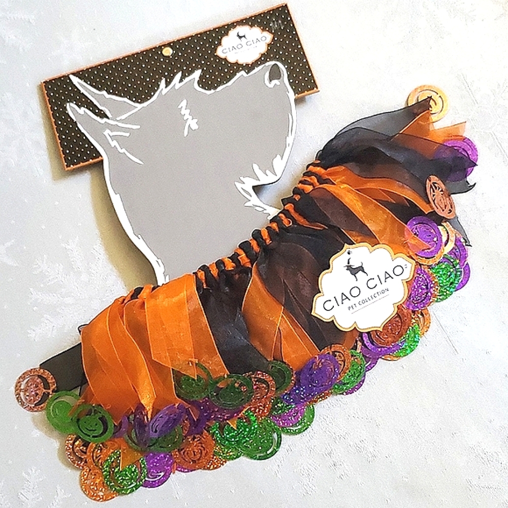 NWT New Ciao Ciao Halloween Elastic Dog Decorative Collar Size Medium/Large